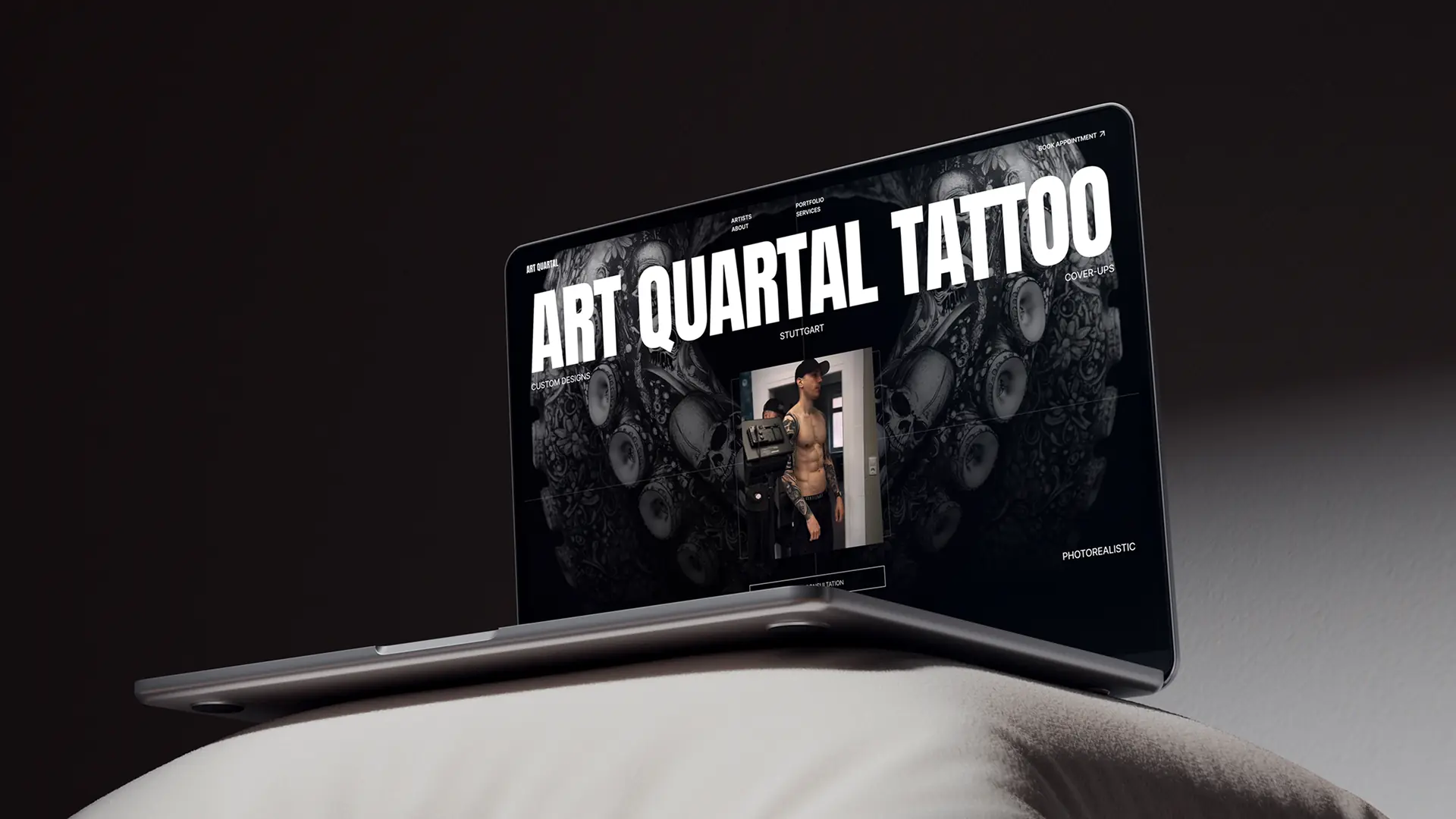 Art Quartal Tattoo website mockup 1
