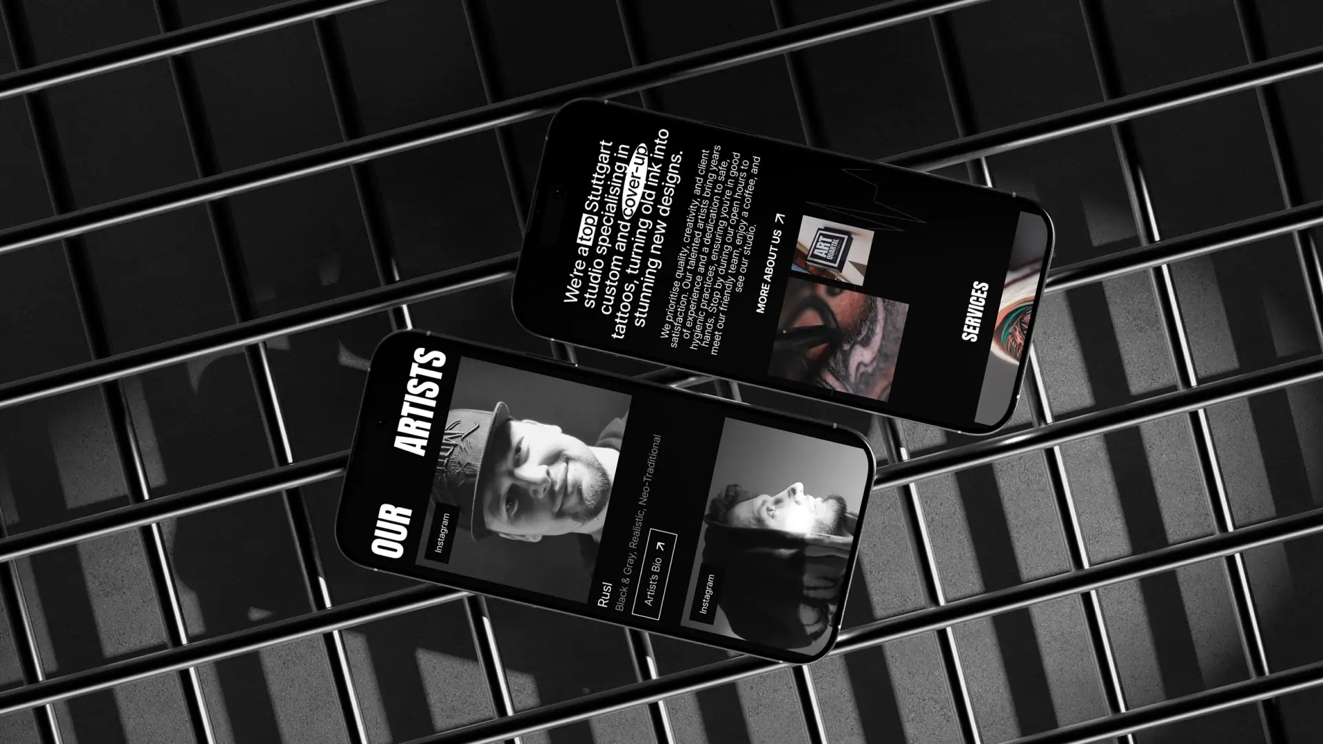 Art Quartal Tattoo website mockup 2