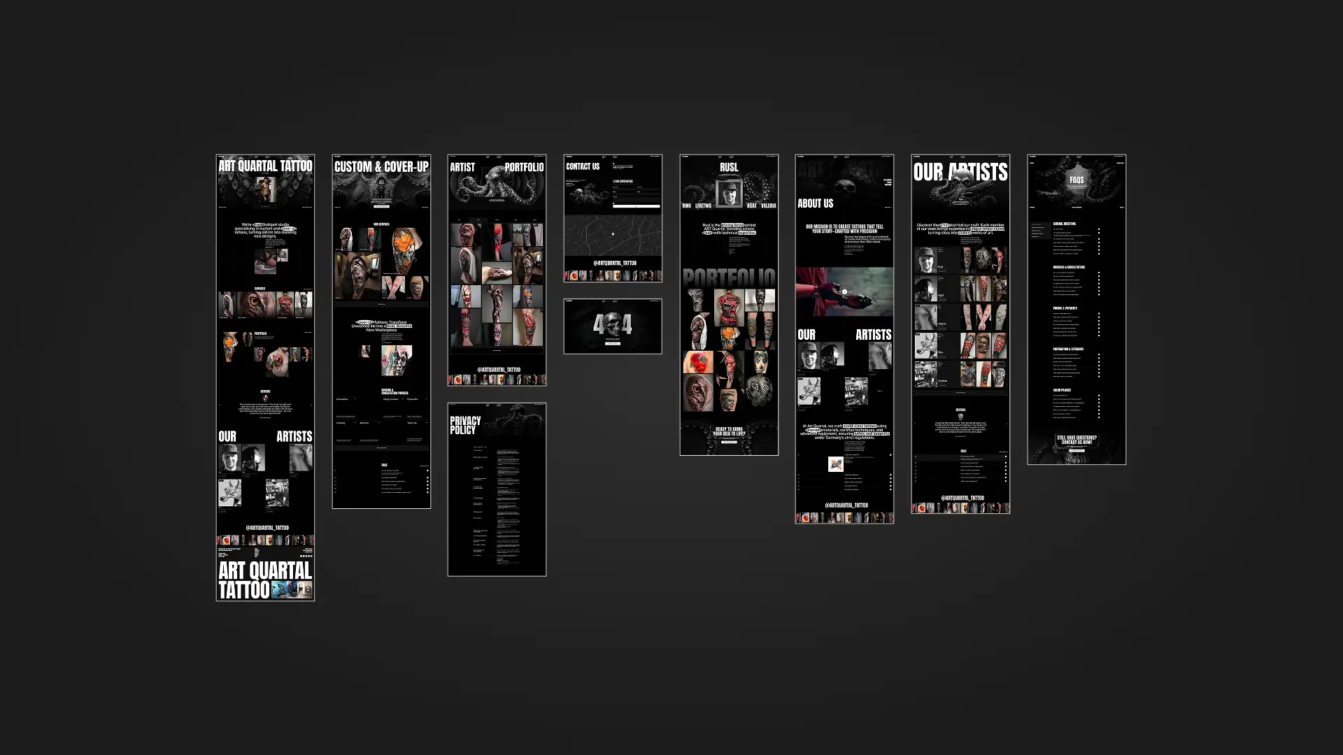 Art Quartal Tattoo website mockup 5