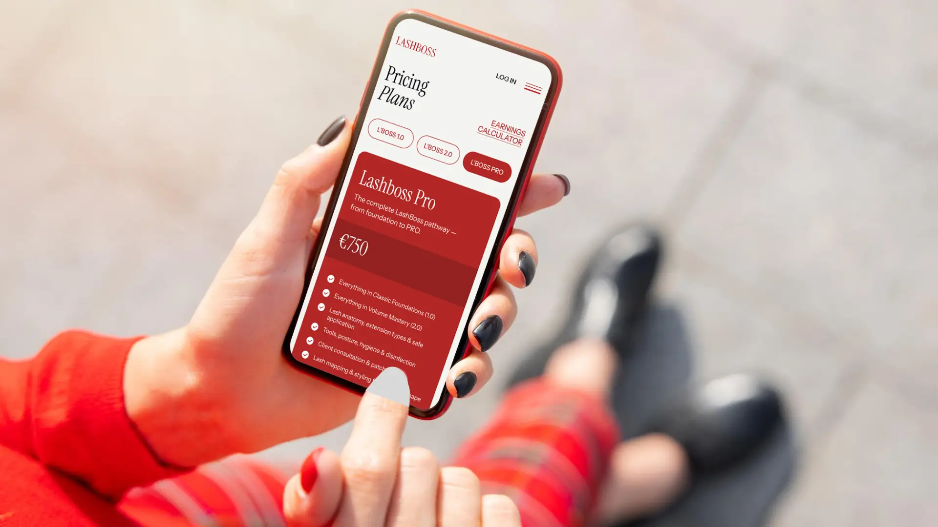 Lashboss Online website mockup 3