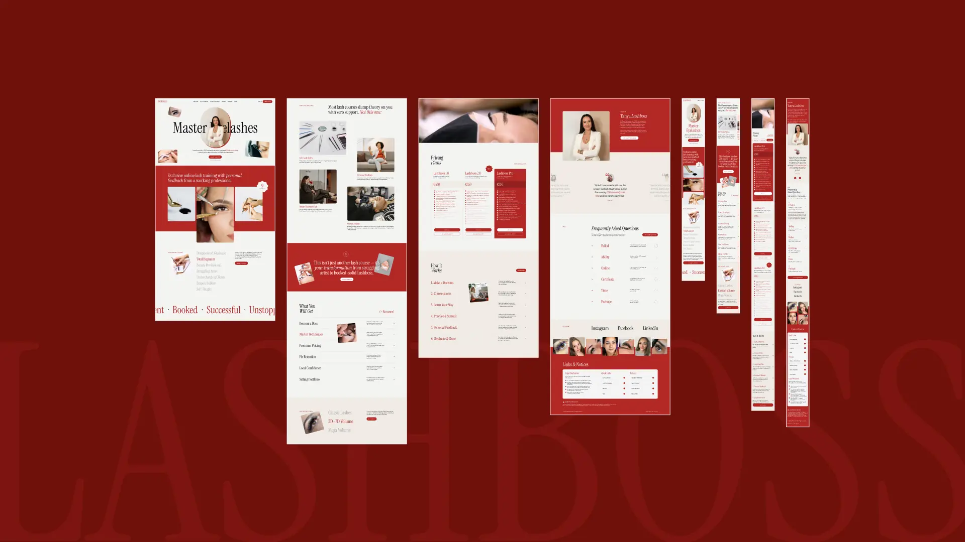 Lashboss Online website mockup 5
